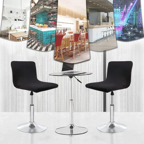 Vista 2 de Fundas de asiento para taburete de bar de terciopelo, fundas cuadradas para taburete de bar, fundas para sillas de altura de encimera (2, negro)