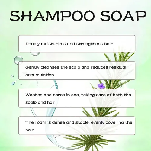 Vista 2 de Barra de champú con infusión de romero con cebolla y biotina, champú hidratante para el cuidado del cabello hidratante 3 en 1, limpieza profunda