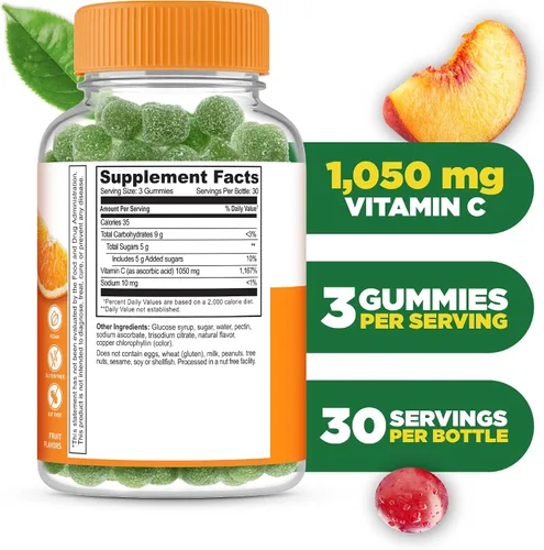 Vista 2 de Lifeable Vitamina C – Suplemento de gomitas de sabor natural de gran sabor – Vitaminas masticables vegetarianas sin OMG – para apoyo inmunológico