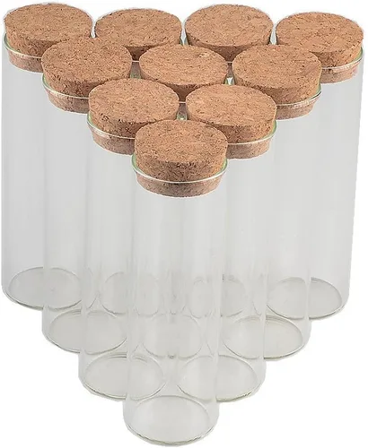 Vista 9 de Tubo de vidrio de 0.7 fl oz con corcho de madera, vial de vidrio transparente de 20 cc, frasco, botellas de tubo de corcho, 12