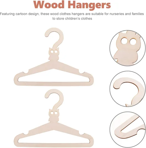 Vista 5 de SEWACC 5 perchas de madera de animales de dibujos animados para niños y niñas, organizador de armario premium para ropa de recién nacidos