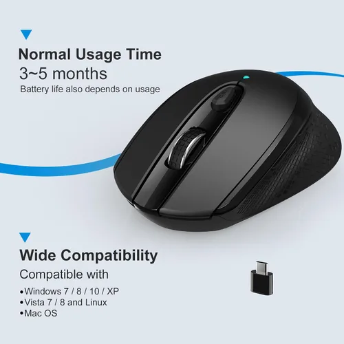Vista 9 de RaceGT - Ratón inalámbrico USB C, tipo C silencioso para MacBook Air/Pro, ratones de computadora de 2.4 G inalámbricos con 6 botones y 3 niveles