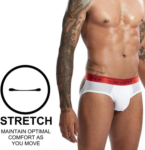 Vista 5 de SKYSPER Jockstrap de malla transpirable de algodón Jock Strap para hombre, ropa interior atlética, partidarios atléticos para hombres