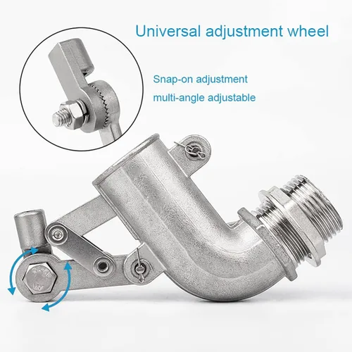 Vista 5 de Valve，Float Valve,Stainless Steel Floating Ball Float Valves, 1/2" 3/4" 1" 1-1/4" Water Tank Bend Elbow Floating Ball Valve, Adjustable Male Thread