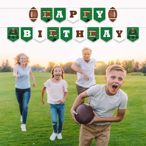 Vista 6 de Blulu Decoraciones de fiesta de fútbol – Cartel de feliz cumpleaños de fútbol, banderas de cuerda, letrero de banderines temáticos deportivos