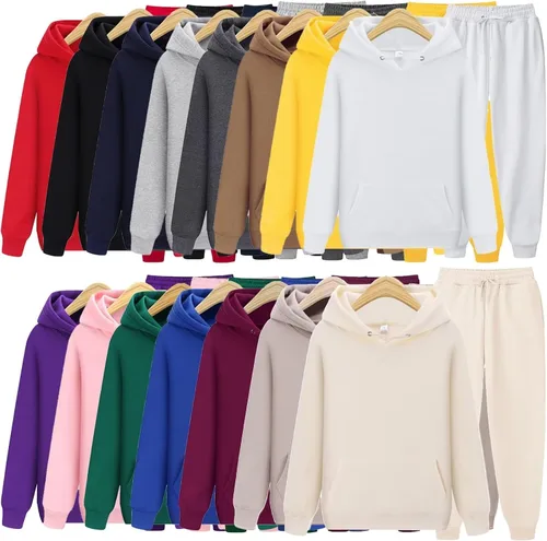 Vista 3 de Conjunto deportivo de 2piezas con sudadera con capucha y pantalón para hombre y mujer