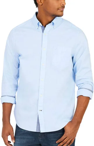Vista 20 de Nautica - Camisa clásica para hombre, manga larga, con botones y elástica Índigo