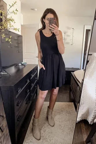 Vista 6 de HiMONE Women's 2023 Sleeveless Loose Plain Dresses Casual Short Dress with Pocket