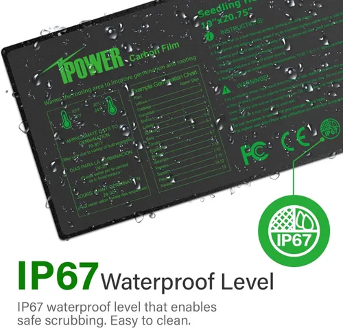 Vista 5 de iPower Alfombrilla térmica de siembra de 10 x 20.75 pulgadas, película de carbono mejorada, cálida, impermeable, para interiores, germinación