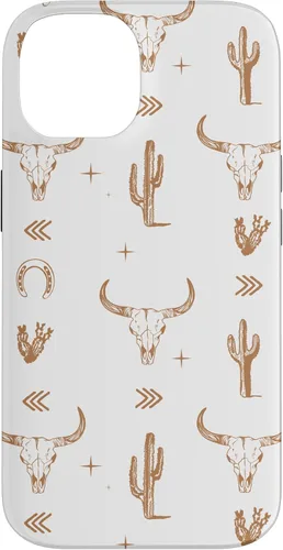 Vista 23 de Funda rústica elegante con diseño de calavera de toro sureño para iPhone 16