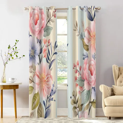 Vista 25 de Shrahala Beige and Orange Abstract Art Brushstrokes Blackout Curtain Tiers, Abstract Oil Paint Kitchen Valance Light Blocking Tier Drapes with Rod