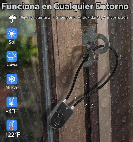 Vista 8 de Anweller Candado de cable de huellas dactilares, grillete pequeño de 14 pulgadas de largo, entrada sin llave, biométrico, Bluetooth, bloqueo