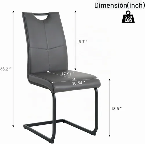 Vista 8 de HomVent Juego de mesa de comedor redonda de vidrio de 3 piezas para 2 con 2 Mesa negra con 2 sillas grises de PU