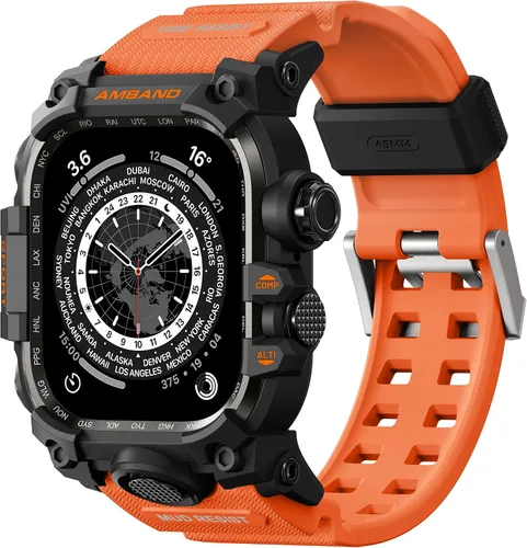 Vista 23 de amBand - Carcasa compatible con Apple Watch SE 3/SE 2/SE/6/5/4 de 1.732 pulgadas, M3 de 1.732 pulgadas, resistente correa táctica, protector