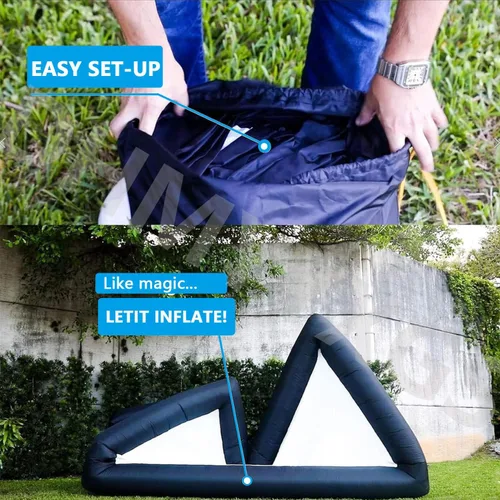 Vista 7 de Pantalla de cine inflable, pantalla de cine inflable para exteriores, para fiestas de cine en el patio trasero al aire libre con soplador de aire