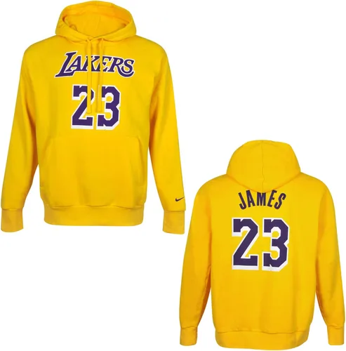 Vista 3 de Nike Lakers Essential NBA - Sudadera con capucha para hombre, talla XL, Amarillo/Púrpura campo