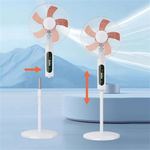 Vista 6 de Ventilador de pie oscilante solar de 16 pulgadas, ventiladores solares de pedestal con panel solar de 18 V 25 W, ventilador vertical de carga