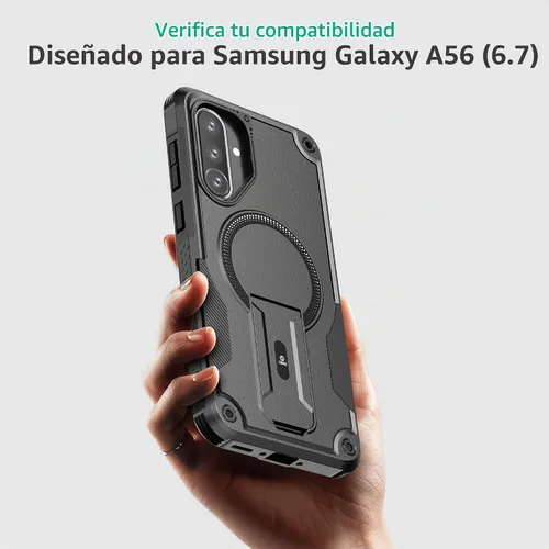 Vista 8 de ONES Funda para Samsung Galaxy A56 5G / A36 5G, grado MIL, a prueba de caídas, doble capa a prueba de golpes, bolsa de aire de esquina, soporte