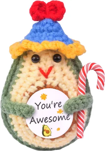 Vista 8 de Divertido aguacate de ganchillo, hecho a mano, apoyo emocional de lana de punto, aguacate, regalo inspirador para mujeres y hombres, día