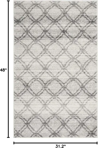 Vista 2 de SAFAVIEH Adirondack Collection - Alfombra decorativa, 2 pies 6 pulgadas x 4 pies, color plateado y carbón, diseño moderno de enrejado, no desprende