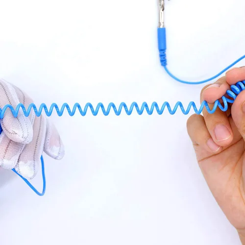 Vista 6 de Correa de muñeca antiestática, pulsera ESD ajustable con clip de cocodrilo de alambre de conexión a tierra, para trabajar en dispositivos