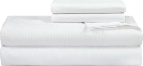 Vista 21 de ROYALE LINENS Juego de sábanas de 300 hilos 100% algodón peinado de fibras largas, 4 piezas, 1 sábana bajera, 1 encimera y 2 fundas de almohada