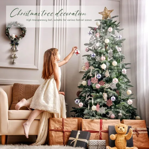 Vista 5 de Giveme5 - 20 bolas de adornos de Navidad, bolas de plástico transparente rellenables de 3.150 in, molde de bomba de baño, adornos colgantes