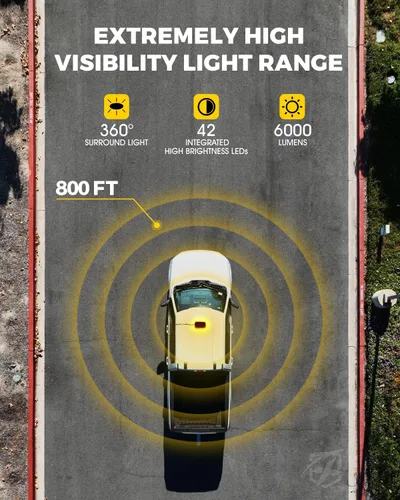 Vista 2 de Xprite Barra de Luz Estroboscópica de Emergencia Ámbar para Techo, Luces Intermitentes de Advertencia y Baliza de Seguridad con Panel de Control
