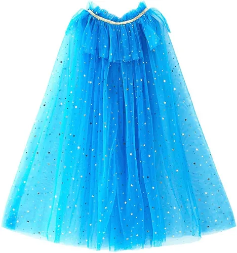 Vista 2 de Capa de capa para niñas princesa brillante para Halloween Navidad cumpleaños azul