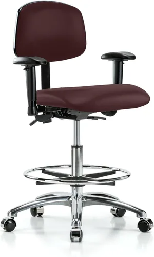 Vista 12 de PERCH - Silla giratoria con ruedas para alfombra o linóleo, cromado, Textil, Tela negra