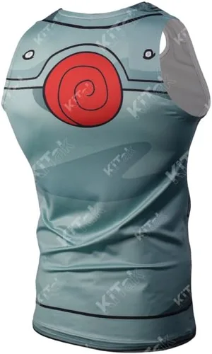 Vista 2 de CosFitness Kakashi - Disfraz de cosplay de anime, camiseta de entrenamiento sin mangas de compresión de anime, camiseta sin mangas de entrenamiento