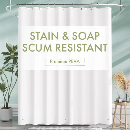 Vista 23 de AmazerBath Forro de cortina de ducha, 72x72 Forros de cortina de ducha beige, Forro de ducha de plástico ligero, Bonitas cortinas de ducha PEVA