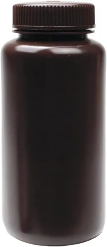 Vista 8 de United Scientific® - Recipientes de muestra con tapas - Botella de reactivo de boca ancha de HDPE ámbar - Contenedor químico - Botellas de plástico