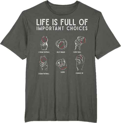 Vista 8 de Tipos de béisbol Pitches Life Choices Jugador Camiseta