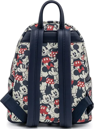 Vista 2 de Loungefly Disney Mickey Minnie Mouse Mini Mochila Bolso AOP Rojo Marino marino