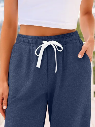 Vista 5 de AUTOMET Pantalones deportivos de cintura alta para mujer con bolsillos, pantalones sueltos de descanso y pijama para otoño, invierno, primavera