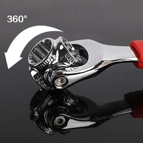Vista 4 de Llave universal multifunción 48 en 1, llave de vaso multifunción con cabezal giratorio de 360 grados, herramienta para reparación de automóviles