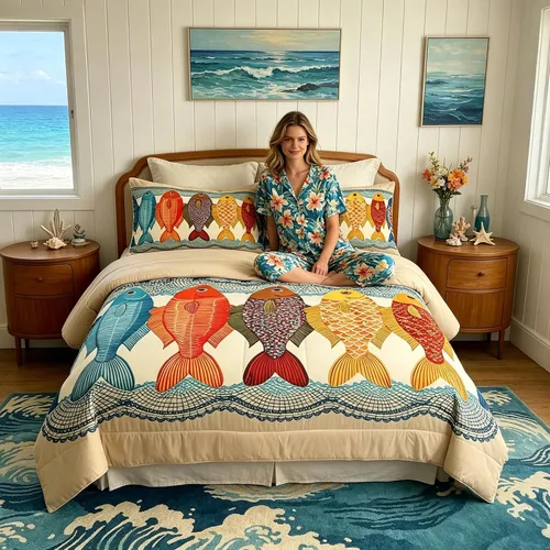 Vista 82 de Juego de edredón Lake Home Camper tamaño King, juego de ropa de cama náutica con ancla para niños, niñas, niños, adultos, decoración de dormitorio