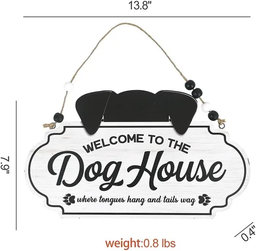 Vista 2 de Elegante letrero de bienvenida para perros, decoración de puerta delantera de madera para los amantes de los perros