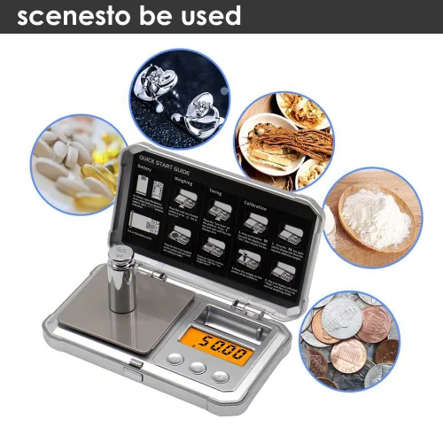 Vista 7 de Báscula de gramos, 10.58 oz/0.00 oz de alta precisión punk, báscula de joyería de bolsillo Digital Weight Grams and Ounces,Small Pocket Scale for