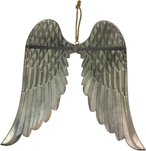 Vista 3 de Zeckos Escultura de pared de alas de ángel, metal de cobre de 34 pulgadas de ancho