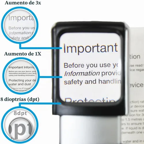 Vista 4 de Lupa pequeña con luz LED 3X, lupa de bolsillo iluminada EasY Magnifier - Lupa iluminada de mano para trabajo de cerca, lectura de libros, frascos