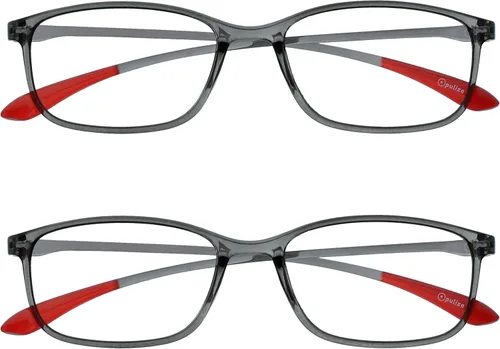 Vista 8 de OPULIZE ICE - Lentes de lectura para mujeres y hombres, marco rectangular resistente a los arañazos con bisagras de resorte, azul oscuro cristal