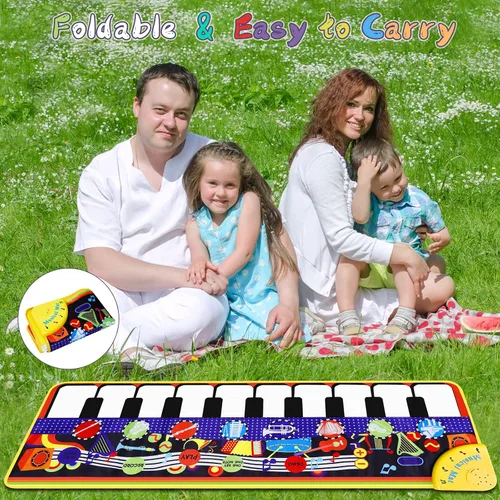 Vista 6 de Alfombrilla de piano musical para niños pequeños – 28 sonidos musicales de suelo, piano teclado, danza, juguete y regalo para niños de 1 a 5 años