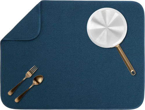 Vista 20 de S&T INC. Tapete de microfibra para secado de platos, reversible y absorbente para cocina, de 16 x 18 pulgadas, color negro
