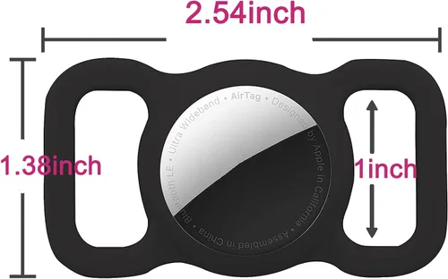 Vista 2 de Funda protectora para collar de perro, funda compatible con Apple Air Tag, impermeable, para rastreador GPS, ligera, suave, antiarañazos, Negro