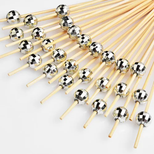 Vista 11 de ALINK Paquete de 100 palillos de cóctel, palillos de dientes de perlas coloridas para aperitivos, pinchos de madera para alimentos, bebidas, fiestas