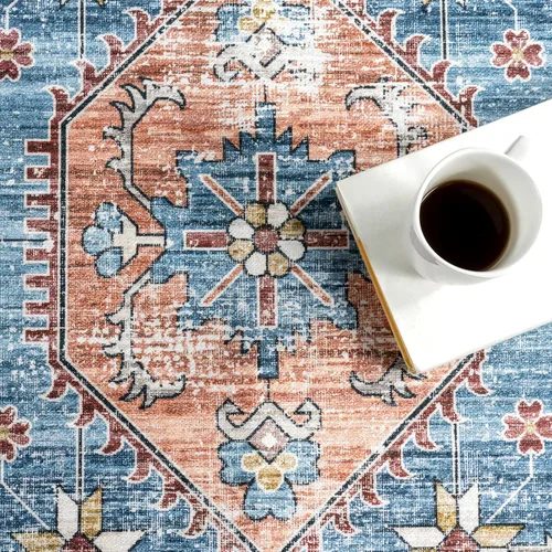 Vista 7 de nuLOOM Alfombra protectora contra salpicaduras de 2 x 3 pies, lavable a máquina, con superficie impermeable a prueba de derrames, parte trasera