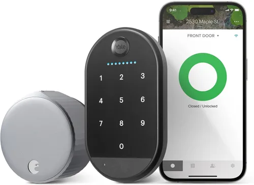 Vista 8 de Cerradura inteligente Wi-Fi Yale August con teclado, negra Entrada sin llave, teclado digital táctil, escáner de huellas dactilares