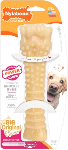 Vista 15 de Nylabone Power Chew Juguete masticable duradero con sabor, para perros extrapequeños, para masticadores agresivos, indestructibles, sabor tocino